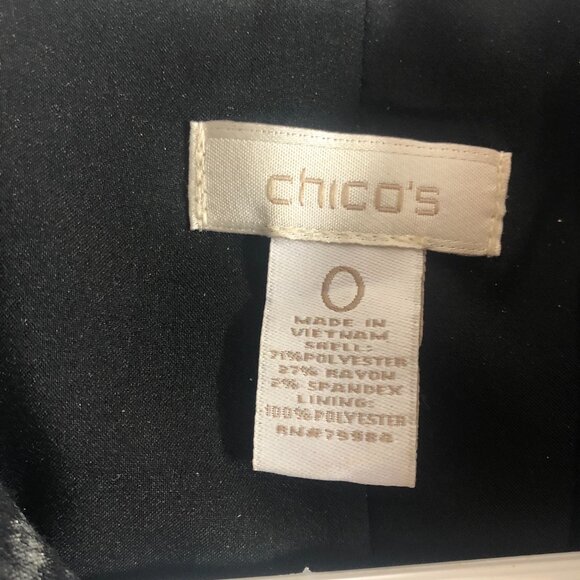 Chico's Jacket Womens Size 0 Silver Black Metallic Snake/ Allig Skin Snap Button - Picture 8 of 14